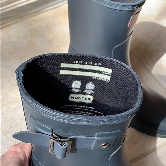Hunter Original Refined Short Rain Boots Navy Sz 7 - Picture 4 of 7